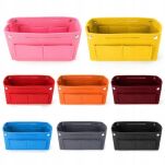 ŻÓŁTY WKŁAD ORGANIZER NA KOSMETYKI KLUCZE PODPASKI DO TOREBKI DAMSKA KOSMETYCZKA PODRÓŻNA Z FILCU - 7