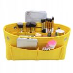 ŻÓŁTY WKŁAD ORGANIZER NA KOSMETYKI KLUCZE PODPASKI DO TOREBKI DAMSKA KOSMETYCZKA PODRÓŻNA Z FILCU - 2