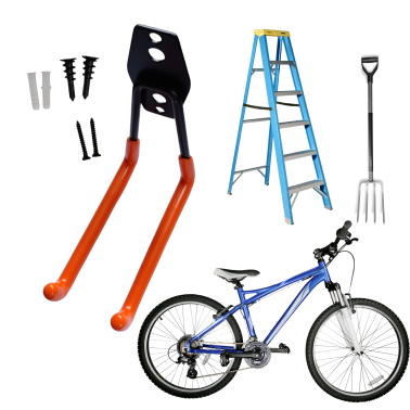 UCHWYT WIESZAK NA ŚCIANĘ HAK MONTAŻOWY DO GARAŻU MIESZKANIA NA NARZĘDZIA OGRODNICZE GRABIE ŁOPATĘ SZPADEL ROWER HULAJNOGĘ TYP 2