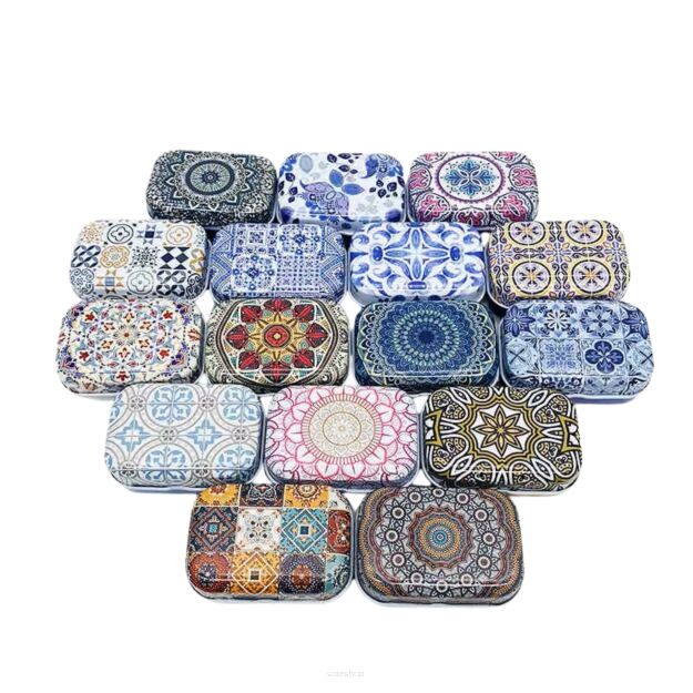 AZTECKI WZÓR METALOWE ŚLICZNE PUDEŁKO OZDOBNE NA DROBIAZGI BIŻUTERIĘ AKCESORIA BIBELOTY DO TOREBKI SZUFLADY