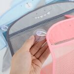 RÓŻOWY POJEMNIK ORGANIZER NA ZABAWKI KĄPIELOWE DO KĄPIELI WODY ŁAZIENKI SIATKA DO WANNY POD PRYSZNIC - 4