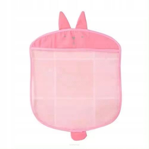 RÓŻOWY POJEMNIK ORGANIZER NA ZABAWKI KĄPIELOWE DO KĄPIELI WODY ŁAZIENKI SIATKA DO WANNY POD PRYSZNIC