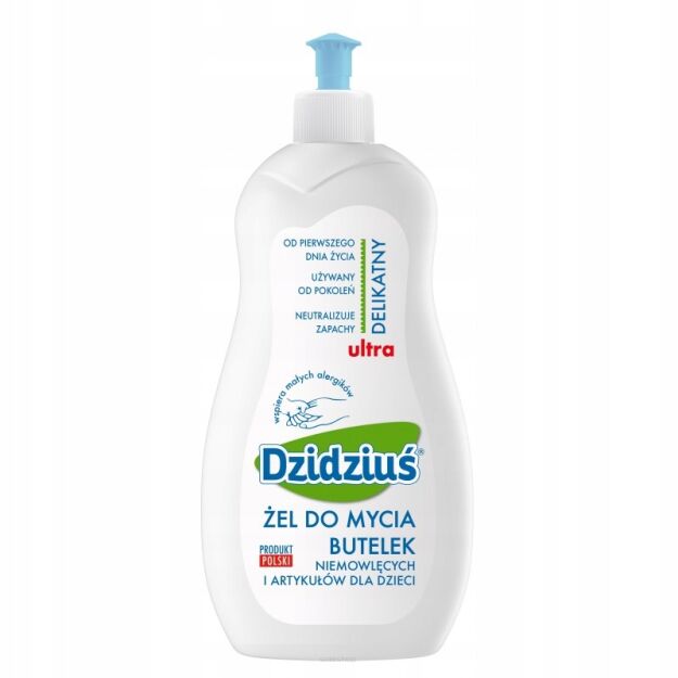 Dzidziuś żel płyn do mycia butelek, smoczków, naczyń i akcesoriów niemowlęcych 500 ml