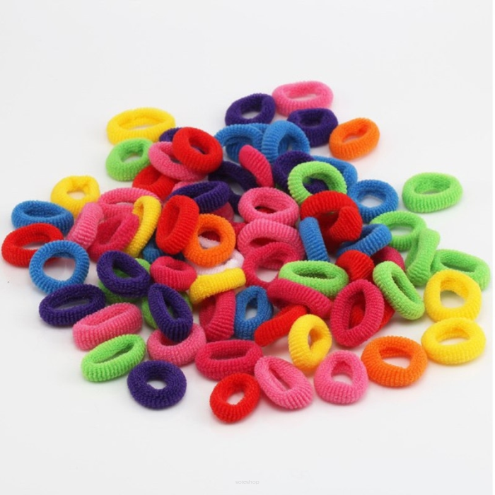 Frotki gumki do włosów 100 sztuk mix kolorów - mocne i elastyczne