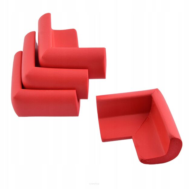 CZERWONE ZABEZPIECZENIE OSŁONKI PIANKOWE NAROŻNIKÓW ROGÓW MEBLI STOŁU OSŁONA NA NAROŻNIKI KANTY 4SZT 12MM