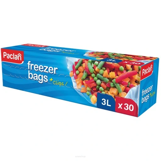 PACLAN WORECZKI DO MROŻENIA NA MROŻONKI 3L 30 SZTUK Z KLIPSAMI KUCHENNE NA WARZYWA OWOCE MIĘSO MROŻONKI