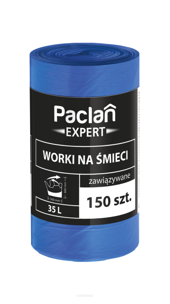 WORKI NA ŚMIECI ODPADKI WIĄZANE ZAWIĄZYWANE UNIWERSALNE PACLAN MOCNE Z USZAMI 35 L 150 SZT