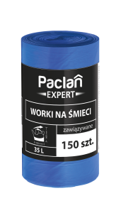 WORKI NA ŚMIECI ODPADKI WIĄZANE ZAWIĄZYWANE UNIWERSALNE PACLAN MOCNE Z USZAMI 35 L 150 SZT
