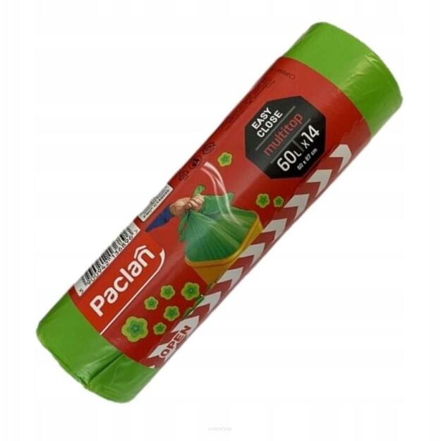 WORKI WIĄZANE NA ŚMIECI ODPADKI ODPADY Z USZAMI ZAPACHOWE UNIWERSALNE 60L ROLKA 14SZT