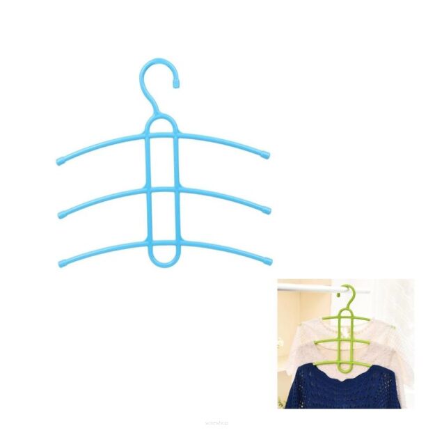 NIEBIESKI WIESZAK NA UBRANIA KOSZULE BLUZKI – SOLIDNY ORGANIZER DO SZAFY I GARDEROBY Z 3 RAMIONAMI