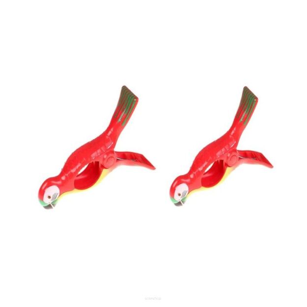 KLAMERKI KLIPSY SPINACZE DO RĘCZNIKÓW PLAŻOWYCH LEŻAKÓW OBRUSÓW 2 SZT PAPUGI