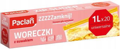 PACLAN WORECZKI TOREBKI STRUNOWE Z SUWAKIEM ZAMYKANE DO PRZECHOWYWANIA ŻYWNOŚCI MROŻENIA 1L 20 SZT