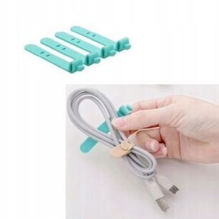 OPASKA ZACISKOWA SILKONOWA UCHWYTY ORGANIZER DO KABLI PRZEWODÓW ZESTAW 4SZT