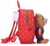 CZERWONY PLECAK PLECACZEK DLA PRZEDSZKOLAKA DO PRZEDSZKOLA ŻŁOBKA Z ODPINANĄ MASKOTKĄ + SMYCZ - 3