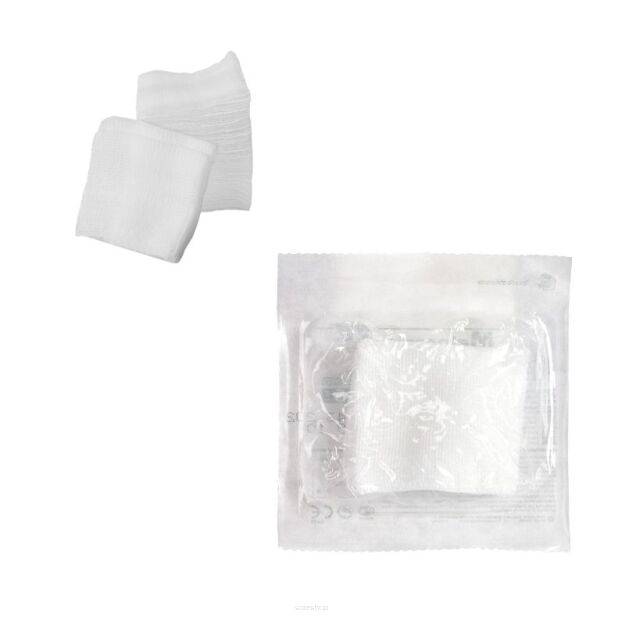 KOMPRESY Z GAZY GAZA OPATRUNKOWA KOMPRES GAZIKI STERYLNE JAŁOWE 7,5CM X 7,5CM 5 SZTUK 13-NITKOWA