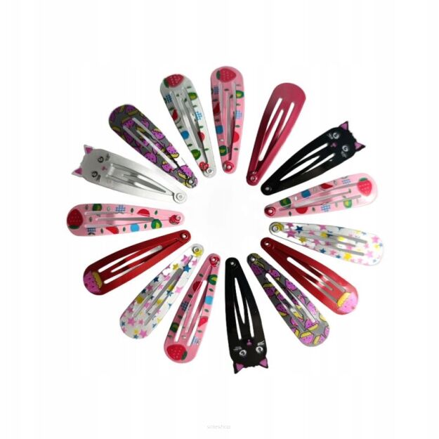 SPINKI OZDOBY WSUWKI DO WŁOSÓW DLA DZIEWCZYNKI OZDOBNE METALOWE KOLOROWE MIX ZESTAW KOMPLET 15 SZT