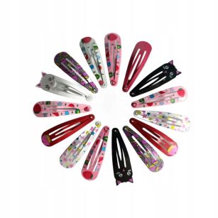 SPINKI OZDOBY WSUWKI DO WŁOSÓW DLA DZIEWCZYNKI OZDOBNE METALOWE KOLOROWE MIX ZESTAW KOMPLET 15 SZT