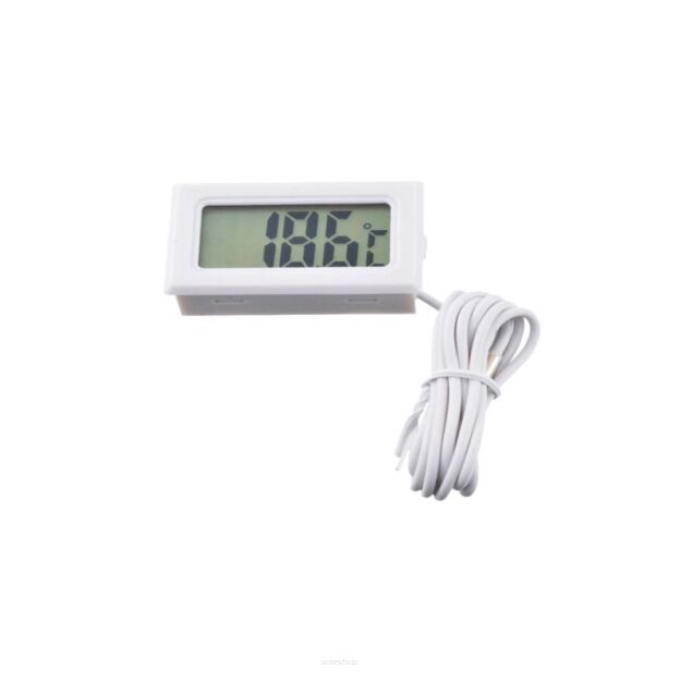 TERMOMETR ELEKTRONICZNY POKOJOWY CYFROWY MIERNIK CZUJNIK TEMPERATURY BIAŁY Z SONDĄ