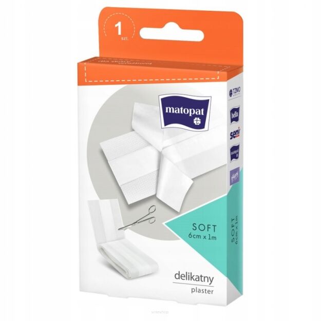 PLASTER OPATRUNKOWY PRZYLEPIEC OPATRUNEK TAŚMA DO CIĘCIA WŁÓKNINOWY SOFT DELIKATNY 1M X 6CM