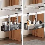 CZARNY ORGANIZER NA KABLE PRZEWODY PÓŁKA WIESZAK DO KABLI POD BLAT BIURKO MASKOWNICA UCHWYT METALOWY - 3