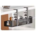 CZARNY ORGANIZER NA KABLE PRZEWODY PÓŁKA WIESZAK DO KABLI POD BLAT BIURKO MASKOWNICA UCHWYT METALOWY - 2