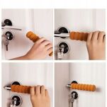 ODBOJNIK OSŁONKA OCHRANIACZ NASADKA NA KLAMKĘ DO DRZWI PIANKA OCHRONNA ZABEZPIECZENIE PIANKOWE KLAMKI KREMOWA - 4