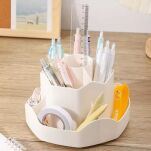 BIAŁY ORGANIZER POJEMNIK PRZYBORNIK OBROTOWY OBRACANY NA BIURKO BLAT DLA DZIECKA NA KREDKI DŁUGOPISY - 4