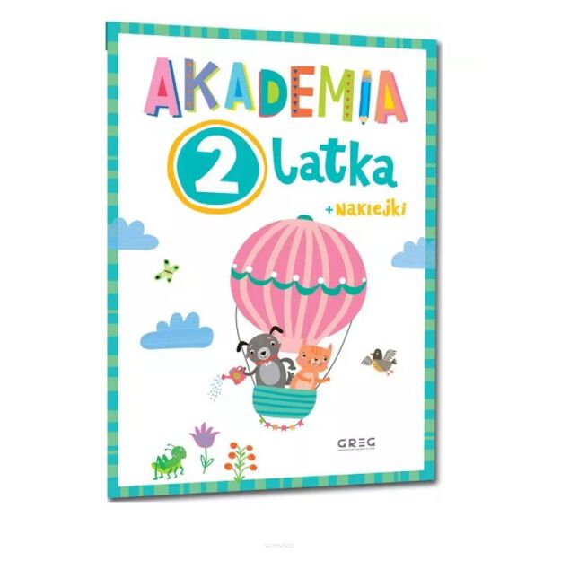AKADEMIA 2-LATKA ZESZYT ĆWICZEŃ KSIĄŻECZKA DLA NAJMŁODSZYCH KOLOROWANKA NAKLEJKI ALBUM Z NAKLEJKAMI