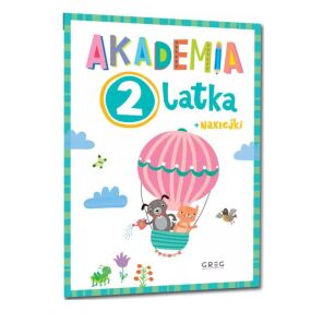 AKADEMIA 2-LATKA ZESZYT ĆWICZEŃ KSIĄŻECZKA DLA NAJMŁODSZYCH KOLOROWANKA NAKLEJKI ALBUM Z NAKLEJKAMI