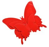 CZERWONE NAKLEJKI ŚCIENNE NA ŚCIANĘ MEBLE MOTYLKI MOTYLE SAMOPRZYLEPNE 3D DEKORACJA POKOJU OZDOBA ZESTAW 12 SZTUK - 2