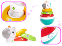 WAŃKA WSTAŃKA SORTER PIRAMIDKA ZABAWKA SENSORYCZNA DLA NIEMOWLĄT KOLOROWA DZWONIĄCA KIWAJKA BAŃKA - 7