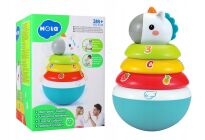WAŃKA WSTAŃKA SORTER PIRAMIDKA ZABAWKA SENSORYCZNA DLA NIEMOWLĄT KOLOROWA DZWONIĄCA KIWAJKA BAŃKA - 15