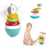 WAŃKA WSTAŃKA SORTER PIRAMIDKA ZABAWKA SENSORYCZNA DLA NIEMOWLĄT KOLOROWA DZWONIĄCA KIWAJKA BAŃKA - 2