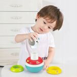 WAŃKA WSTAŃKA SORTER PIRAMIDKA ZABAWKA SENSORYCZNA DLA NIEMOWLĄT KOLOROWA DZWONIĄCA KIWAJKA BAŃKA - 5