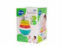 WAŃKA WSTAŃKA SORTER PIRAMIDKA ZABAWKA SENSORYCZNA DLA NIEMOWLĄT KOLOROWA DZWONIĄCA KIWAJKA BAŃKA - 10