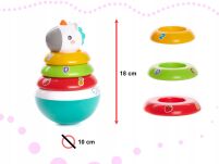 WAŃKA WSTAŃKA SORTER PIRAMIDKA ZABAWKA SENSORYCZNA DLA NIEMOWLĄT KOLOROWA DZWONIĄCA KIWAJKA BAŃKA - 9
