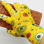 ŻÓŁTE RĘKAWICE ROBOCZE OGRODOWE DAMSKIE GUMOWANE LATEKSOWE ROZMIAR S - 3