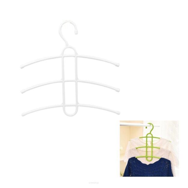 BIAŁY WIESZAK ORGANIZER DO SZAFY NA BLUZKI KOSZULE SUKIENKI TRZYRAMIENNY PRAKTYCZNY NA UBRANIA