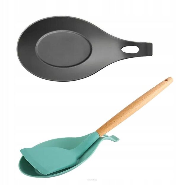 SZARA PODSTAWKA PODKŁADKA KUCHENNA POD ŁYŻKĘ CHOCHELKĘ ŁOPATKĘ ŁYŻKĘ CHOCHLĘ OCIEKACZ SILIKONOWA