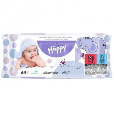 BELLA BABY HAPPY CHUSTECZKI NAWILŻANE NASĄCZONE WIT. E I ALANTOINĄ 64 SZTUKI DLA NIEMOWLĄT DZIECI