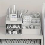 SZKATUŁKA ORGANIZER POJEMNIK PÓŁKA BIURKO PRZYBORNIK Z SZUFLADKAMI SZUFLADKI NA KOSMETYKI KREDKI - 4