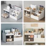 SZKATUŁKA ORGANIZER POJEMNIK PÓŁKA BIURKO PRZYBORNIK Z SZUFLADKAMI SZUFLADKI NA KOSMETYKI KREDKI - 5