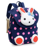 PLECAK MAŁY PLECACZEK DLA DZIEWCZYNKI DO PRZEDSZKOLA ŻŁOBKA DLA PRZEDSZKOLAKA GRANATOWY W RÓŻOWE KROPKI - 3