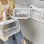 BIAŁA KOSMETYCZKA TURYSTYCZNA PODRÓŻNA PRZEŹROCZYSTA WODOODPORNA ZESTAW ORGANIZER NA KOSMETYKI 3 SZT - 4