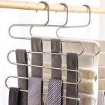 WIESZAK METALOWY CHROMOWANY NA UBRANIA SPODNIE DO SZAFY GARDEROBY NA 5 PAR SPODNI CHROM - 9