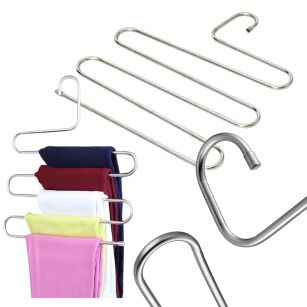 WIESZAK METALOWY CHROMOWANY NA UBRANIA SPODNIE DO SZAFY GARDEROBY NA 5 PAR SPODNI CHROM