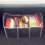 ORGANIZER SAMOCHODOWY DO BAGAŻNIKA SKŁADANY 3 KOMORY DUŻY CZARNY USZTYWNIONY - 4