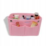 RÓŻOWY WKŁAD ORGANIZER NA KOSMETYKI KLUCZE PODPASKI DO TOREBKI DAMSKA KOSMETYCZKA PODRÓŻNA Z FILCU - 3