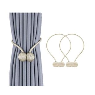 KLAMRY OZDOBNE SPINKI UPIĘCIA DO ZASŁON FIRAN NA MOCNY MAGNES MAGNETYCZNE 2SZT ECRU