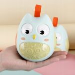 WAŃKA WSTAŃKA ZABAWKA SENSORYCZNA DLA NIEMOWLĄT KOLOROWA DZWONIĄCA KIWAJKA BAŃKA SOWA SÓWKA BŁĘKITNA - 2